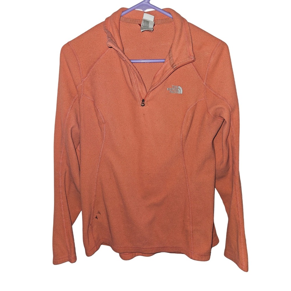 The North Face Women's Fleece Pullover Medium Orange Half Zip Long Sleeve
